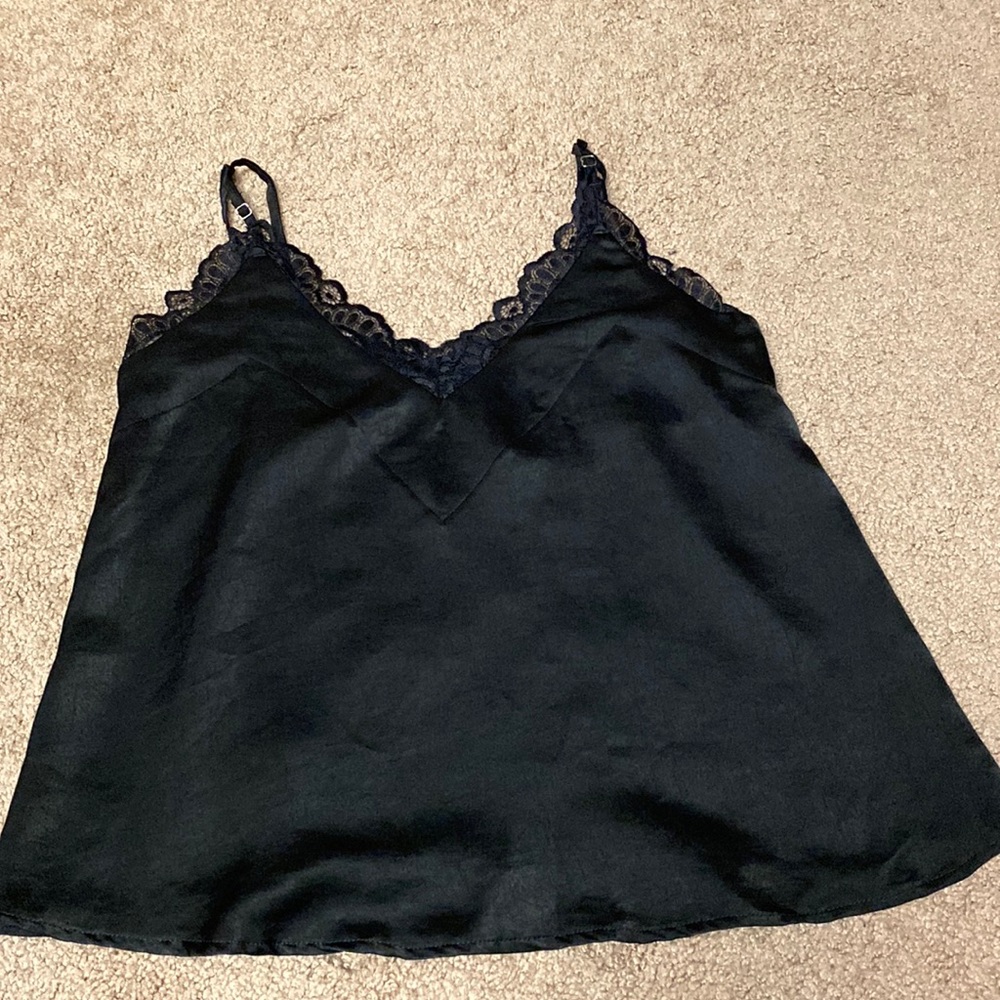 black lace trim tank top